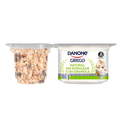 Yoghurt Danone Griego Natural Sin Endulzar con Granola 160g