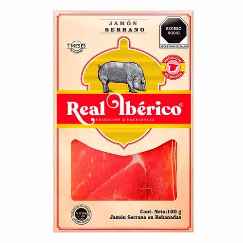 JAMON SERRANO REBANADO REAL IBERICO PZ 50 g