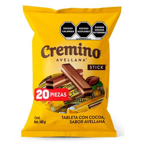 Chocolates Cremino Avellana Stick Bolsa 20 Piezas de 7g c/u