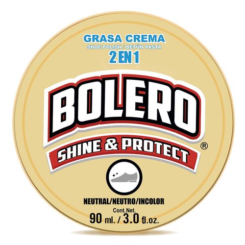 Grasa Crema para Calzado Bolero 2 en 1 Neutro 90ml