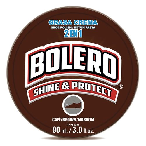 Grasa Crema para Calzado Bolero 2 en 1 Café 90ml