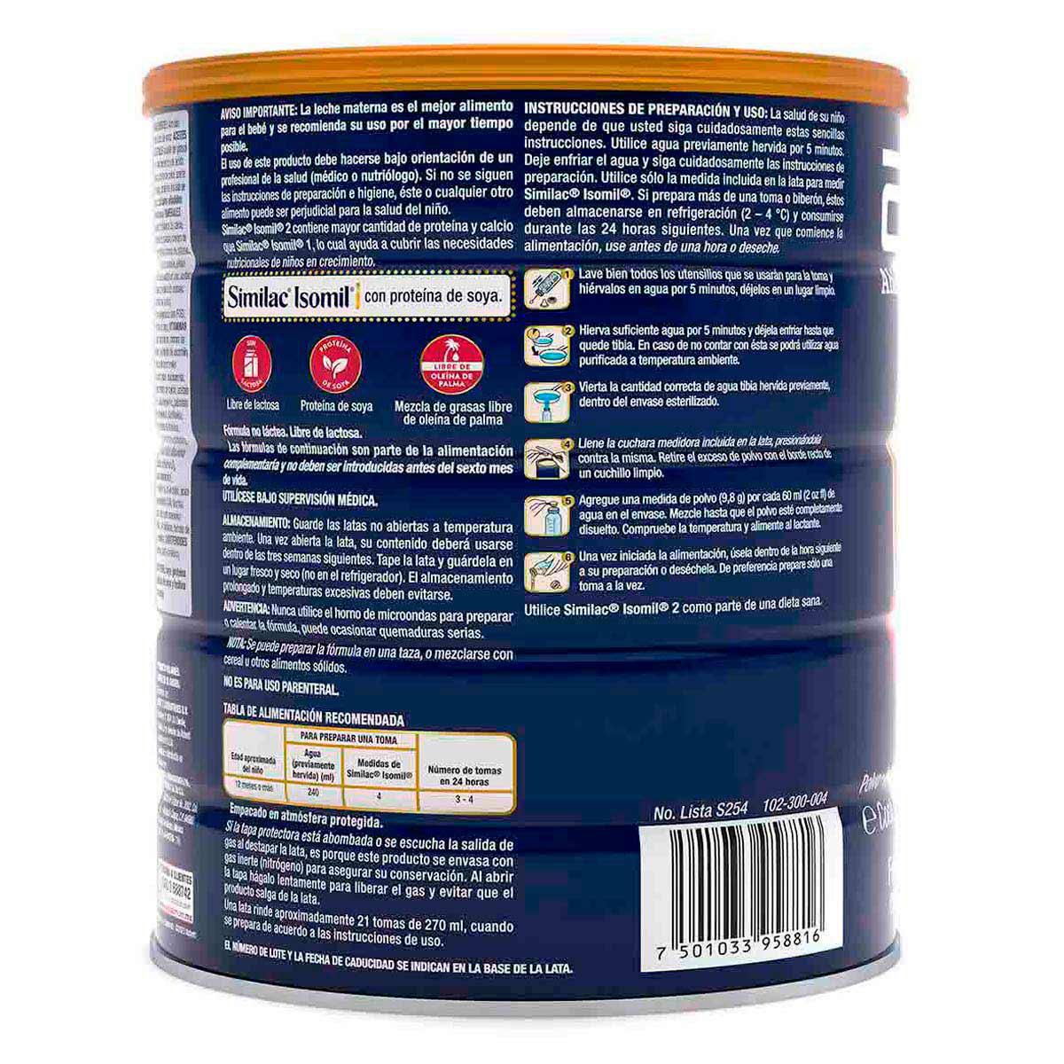 Fórmula de Continuación Similac Isomil Soya Etapa 2 Lata de 850g | Chedraui