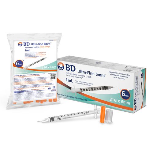 Jeringas para Insulina BD Ultra Fine 6mm Caja con 10 Jeringas