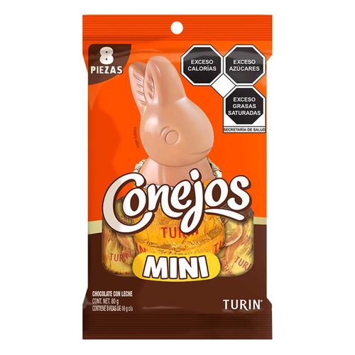 Conejos Mini Chocolates Con Leche Bolsa 80g 8 Piezas De 10g