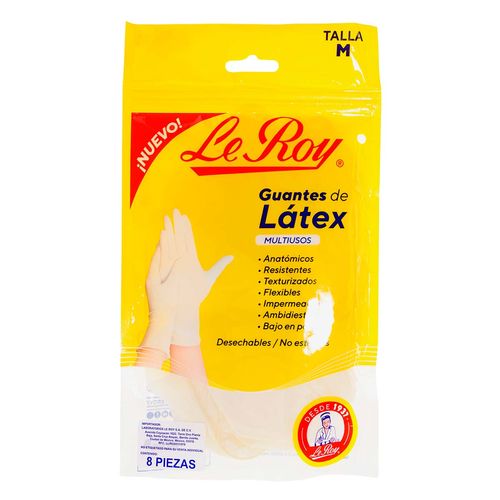 Guantes Latex Le Roy Multiusos Talla M 8 Piezas