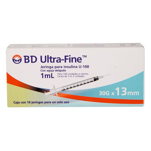 Jeringa Bd Ultra fina 1ml 30x13mm Caja con 10 Jeringas