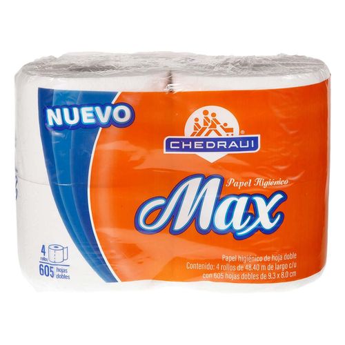 Papel Higiénico Chedraui Max Hoja Doble 4 Rollos