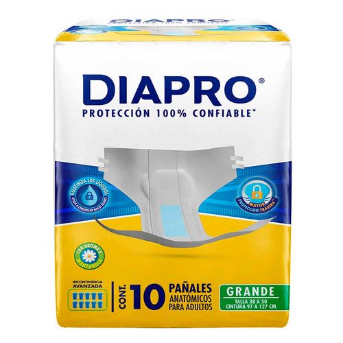 Pañales para Incontinencia Diapro Anatómicos Talla Grande 10 Pañales