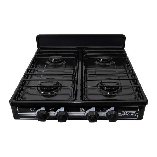 Parrilla Super Flama Gas de 4 Quemadores Negro 4Q-N