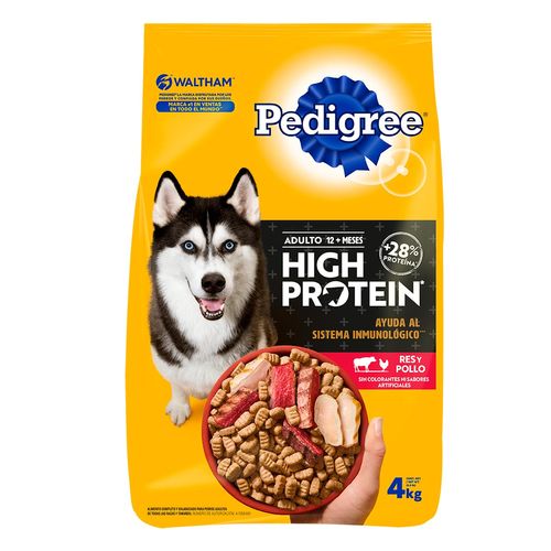 Croquetas Pedigree High Protein para Perros Adultos Sabor Res y Pollo 4kg