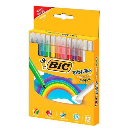 Plumón Bic Evolution Mágico Tinta Borrable 12 Piezas