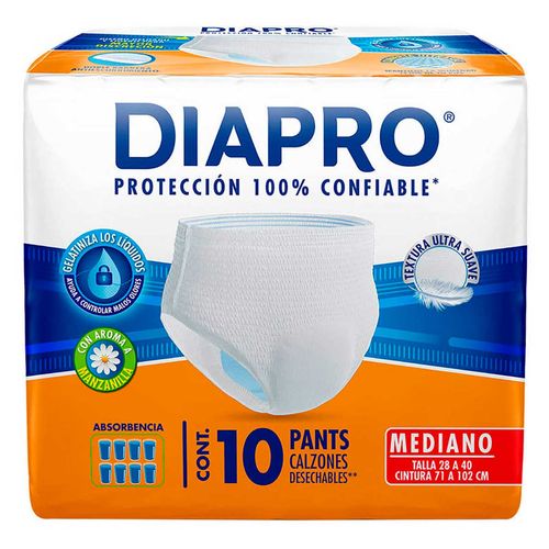Ropa Interior Desechables Diapro Mediano Calzones para Incontinencia 10 piezas