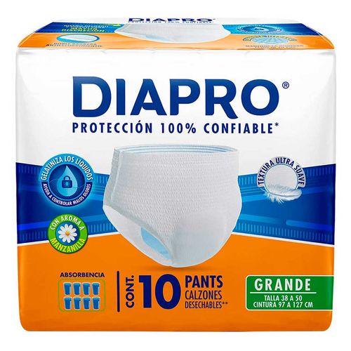 Ropa Interior Desechable Diapro Grande Calzones para Incontinencia 10 piezas