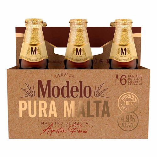 Cerveza Modelo Pura Malta 6 pack Botella 355ml