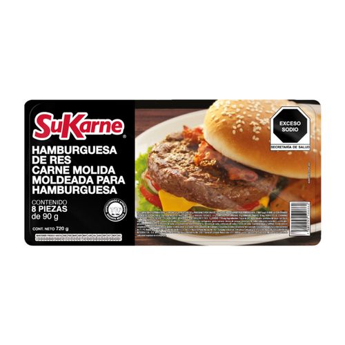 Carne de Hamburguesa Sukarne de Res con 8 Piezas de 90g