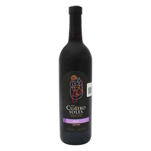 Vino Tinto Mexicano Cuatro Soles Merlot 750ml