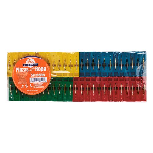 Pinzas Multicolor Chedraui 50 Piezas