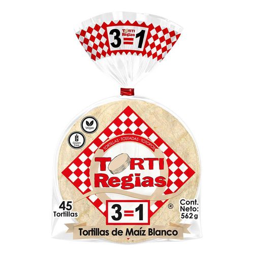 Tortillas de Maíz Blancas Tortiregias 45 Piezas