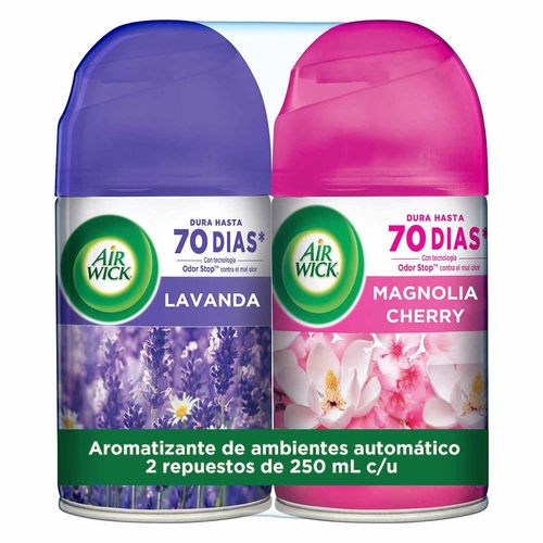 Aromatizante Air Wick Freshmatic Magnolia Cherry + Lavanda de 2pack 250ml
