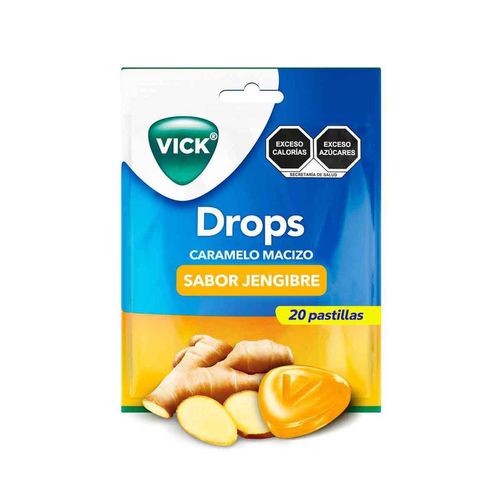 Vick Drops Refresca tu garganta pastillas de jengibre 20 Unidades