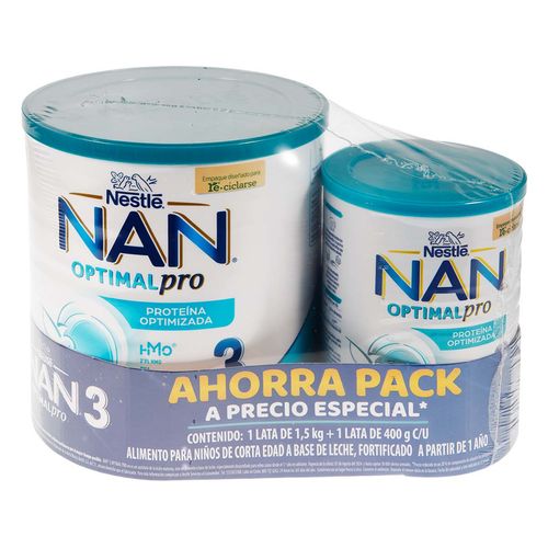 Pack  Formula Nan 3 Optimal Pro 3 Ahorra 2 piezas