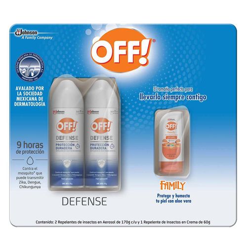 Repelente Off Defense Pack  Aerosol 170g c/u + Crema 60g