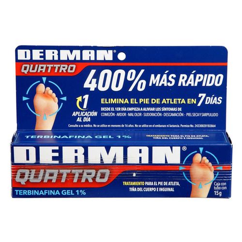 Tubo Derman Quattro Gel Terbinafina 1% 15g
