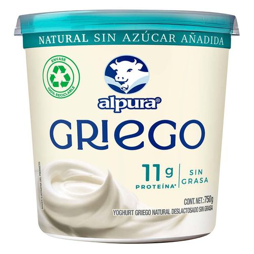 Yoghurt Alpura Griego Natural Sin Azucar 750g
