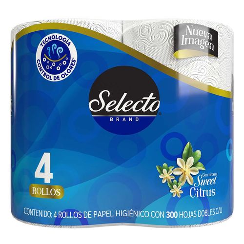 Papel Higiénico Selecto Brand Sweet Citrus 300 Hojas 4 Rollos